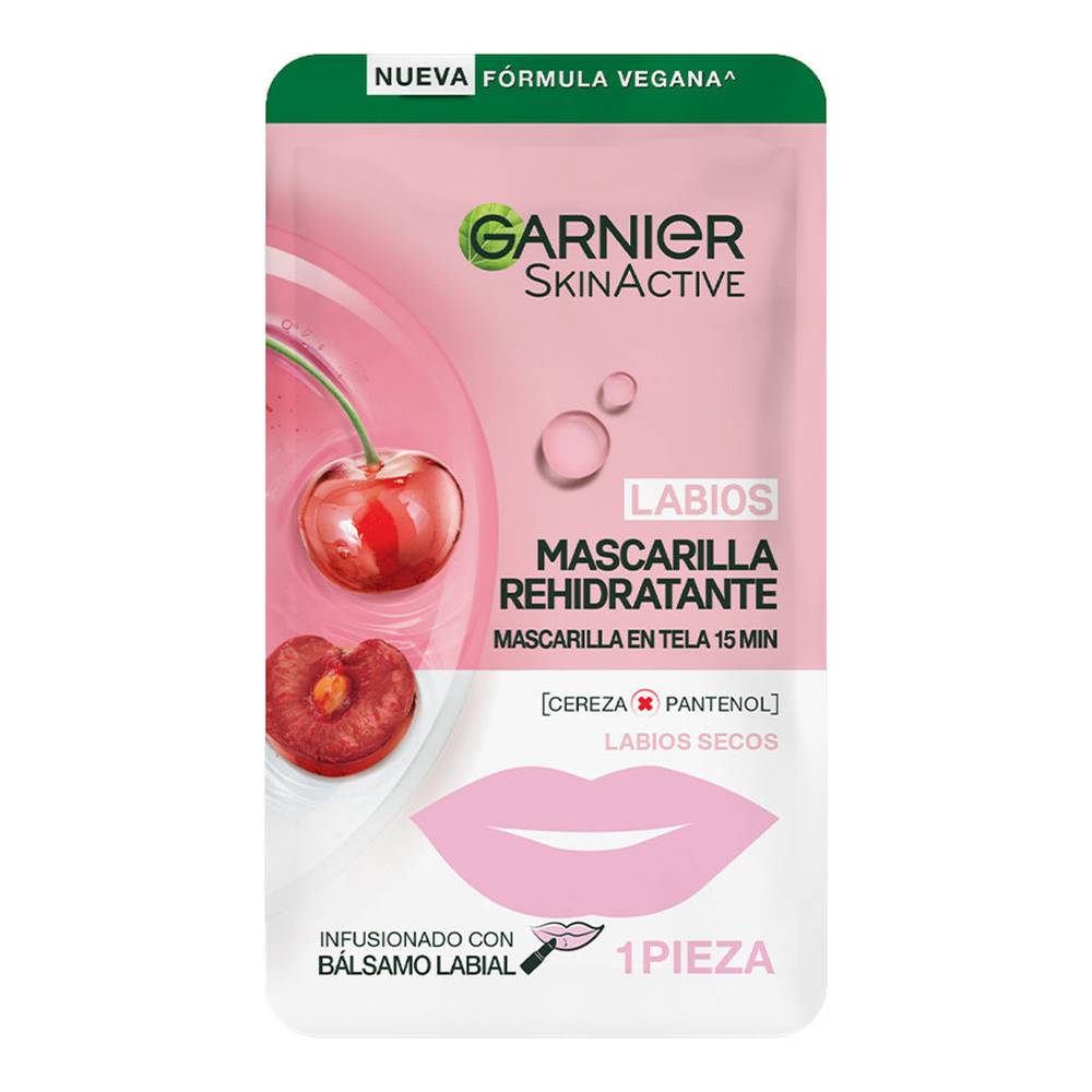 Garnier skin active mascarilla hidratante para labios cereza (sobre 1 pieza)