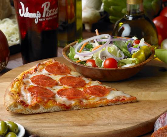 #2 - 1 Slice with 2 Regular Toppings & Small Garden Salad Lunch Special