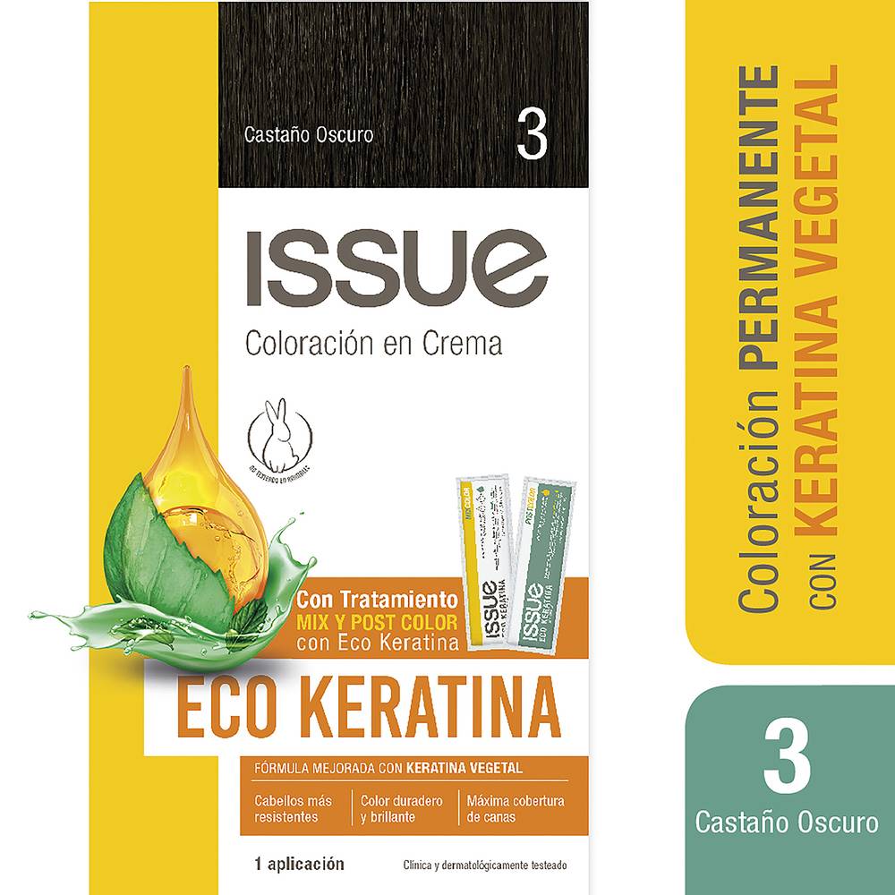 Issue Tinte eco keratina n° 3 castaño oscuro (1 u)