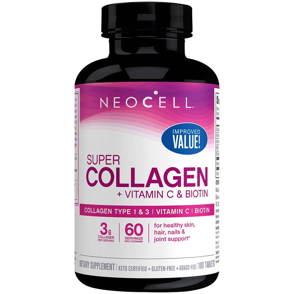 NeoCell Super Collagen+ Vitamin C & Biotin Tablets (180 ct)