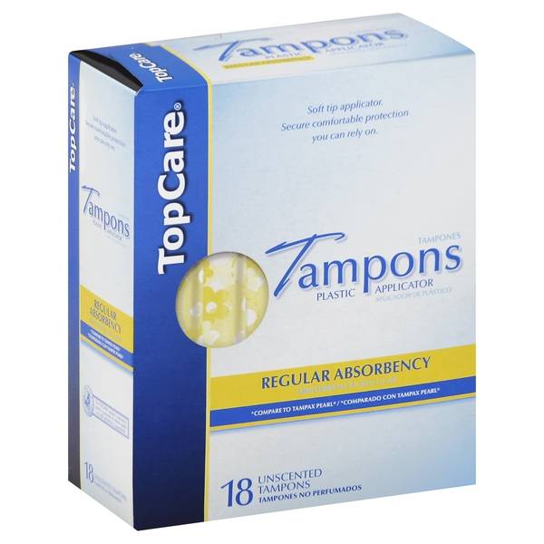 TopCare Tampons Regular Plastic Applicator Absorbency Flow