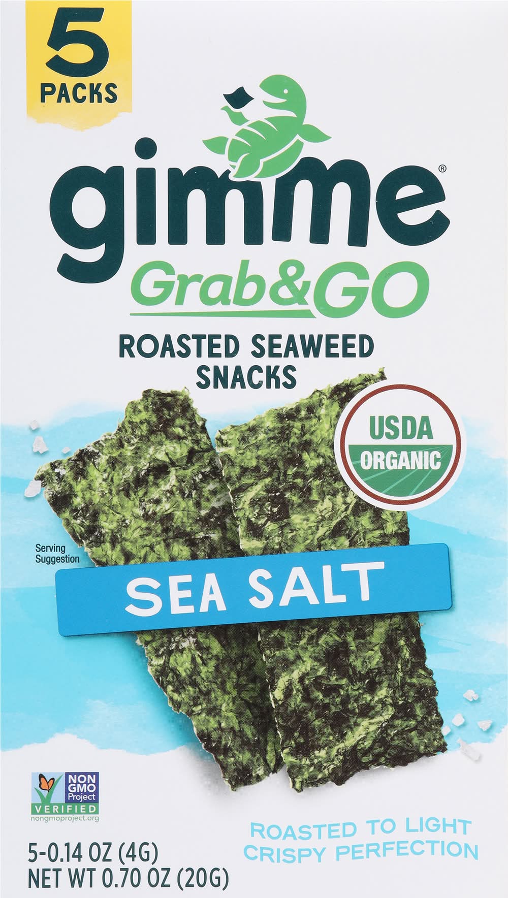 Gimme Gluten Free Grab & Go Roasted Seaweed Snacks, Sea Salt (5 x 0.14 oz)
