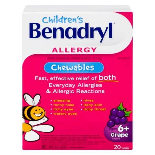 Benadryl Child Grape Chewable Tablets (20 units)