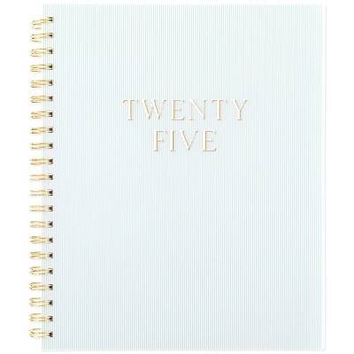 Sugar Paper Essentials 2025 Weekly/Monthly Planner 9.5"x11" Frosted Dusty Blue Stripe