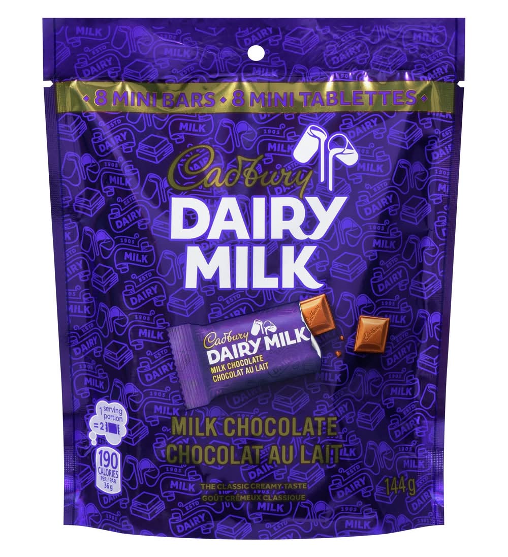 Cadbury Dairy Milk Mini Bars, Milk Chocolate (144 g, 8 ct)
