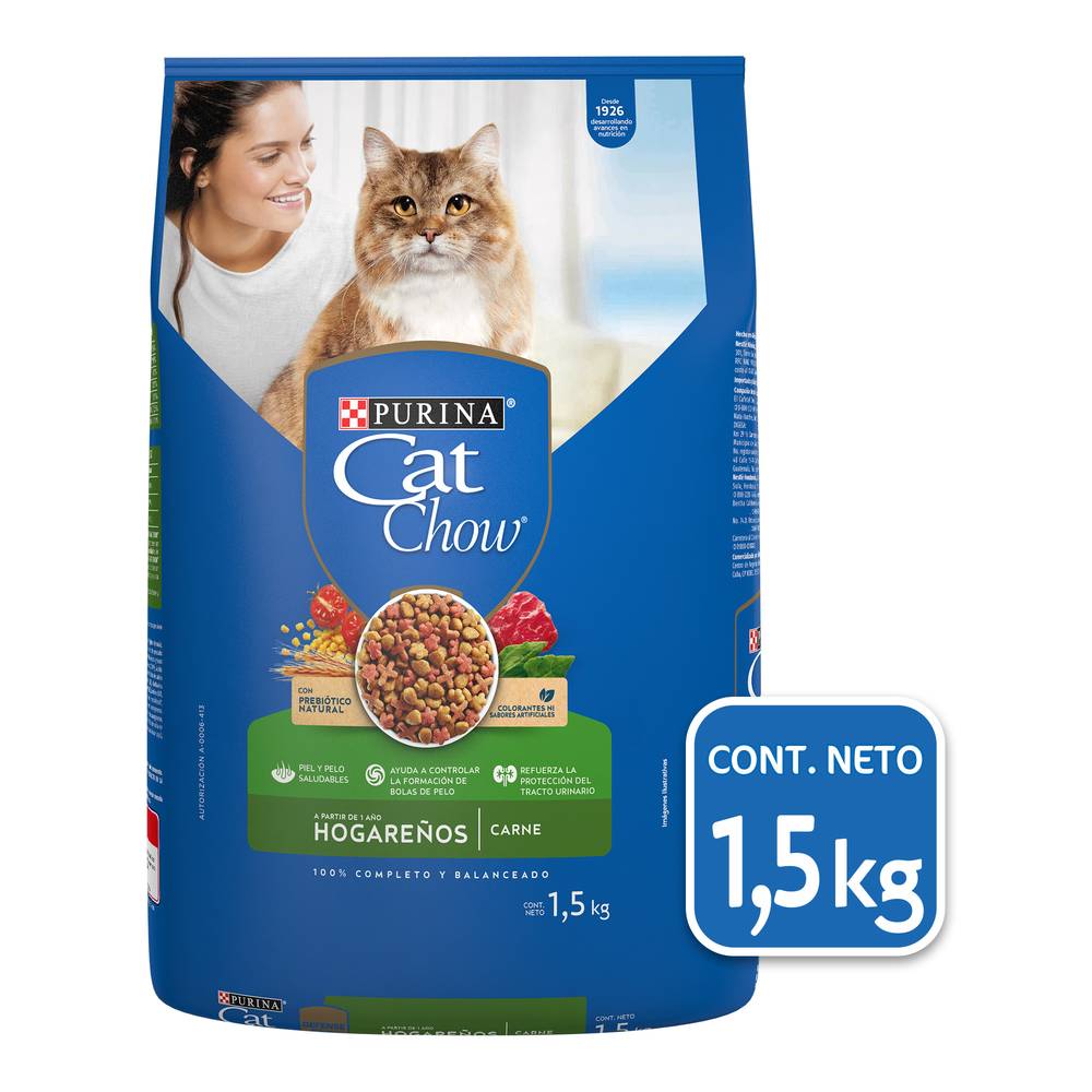 Cat Chow · Alimento seco para gato adulto hogareños (1,5 kg)