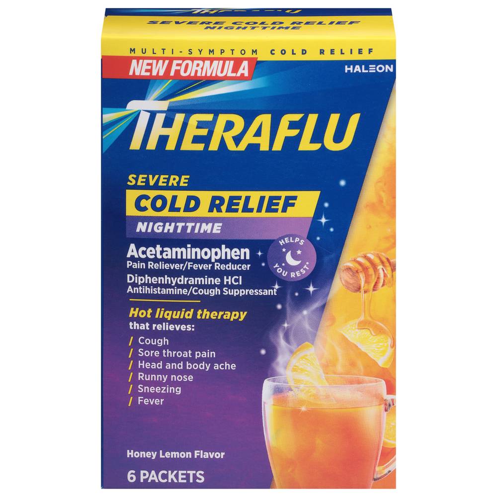 Theraflu Multi-Symptom Nighttime Cold Relief Packets (6 ct) (honey lemon)