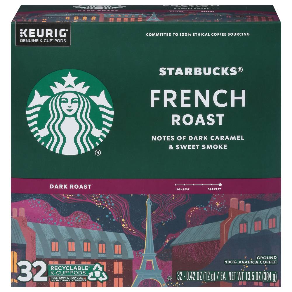 Starbucks Keurig French Dark Roast Ground Coffee K-Cup Pods (13.5 oz)