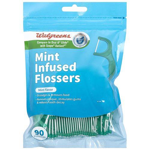 Walgreens Infused Flossers Mint - 90.0 ea