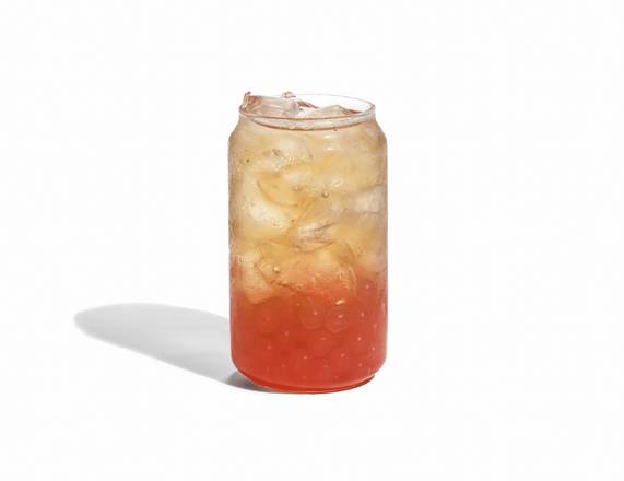 Thé glacé à la pêche et mangue avec perles éclatantes / Peach and Mango iced tea with popping pearls