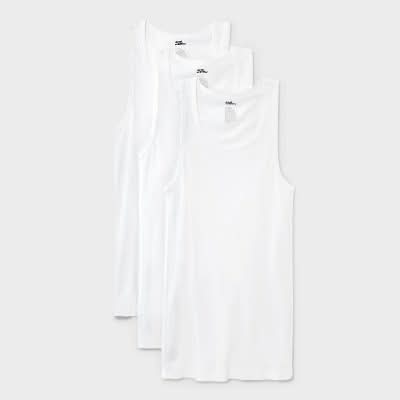 Dealworthy Tank Tops, Men, L, White (3 ct)