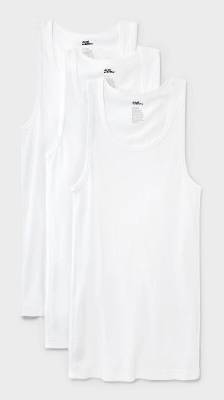 Men's Tank Top 3pk - Dealworthy™ White M: Slim Fit, Crew Neck, Lightweight, Ribbed, Pullover