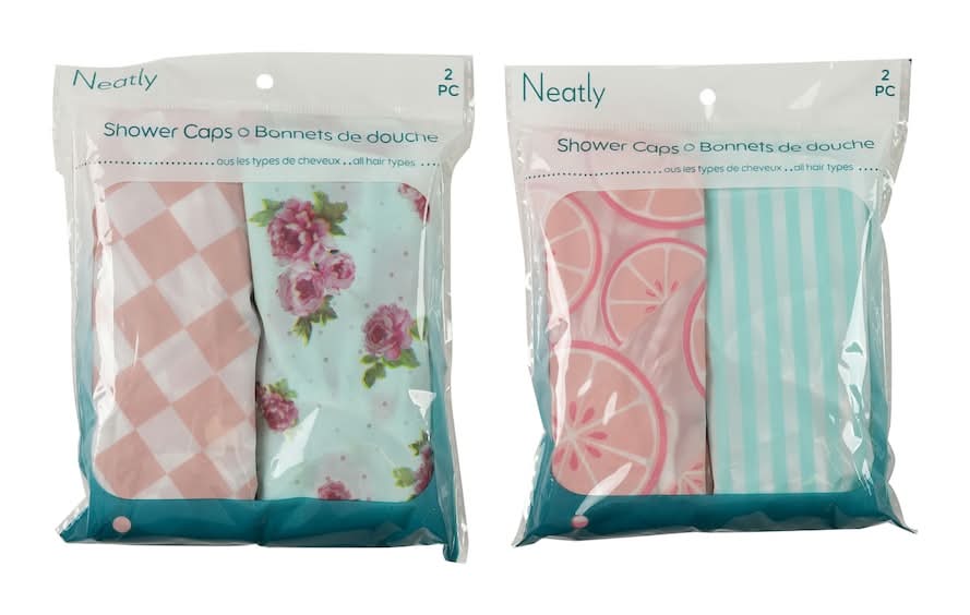Printed Elastic Shower Caps (4 ct)
