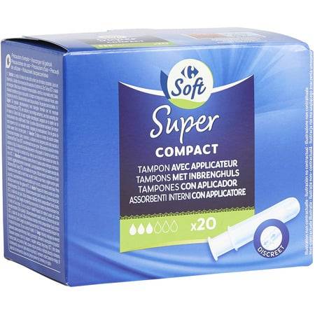 Carrefour Soft - Tampons super compact avec applicateur (20 pièces)