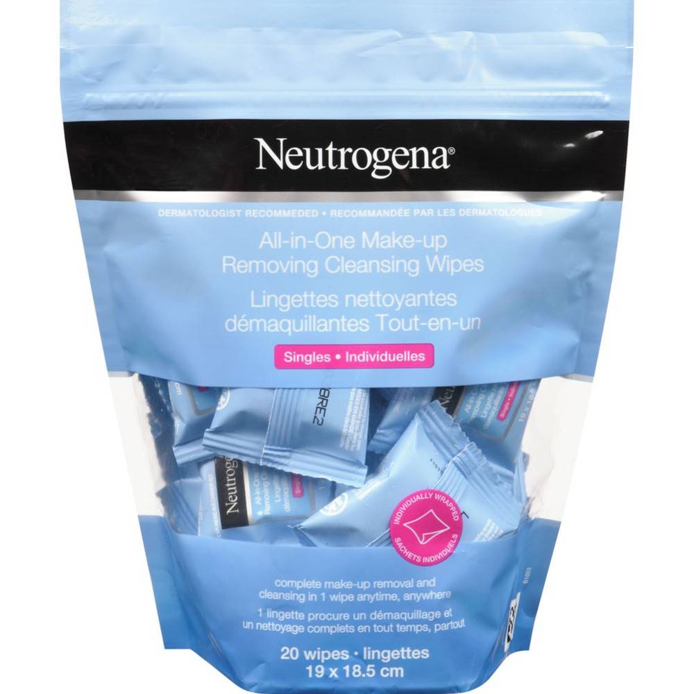 Neutrogena lingettes nettoyantes démaquillantes (20 lingettes) - all-in-one make-up removing cleansing wipes (20 wipes)