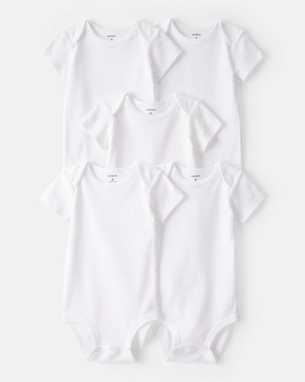 Carter's Baby Short-Sleeve Bodysuits, 18M, White (5 ct)