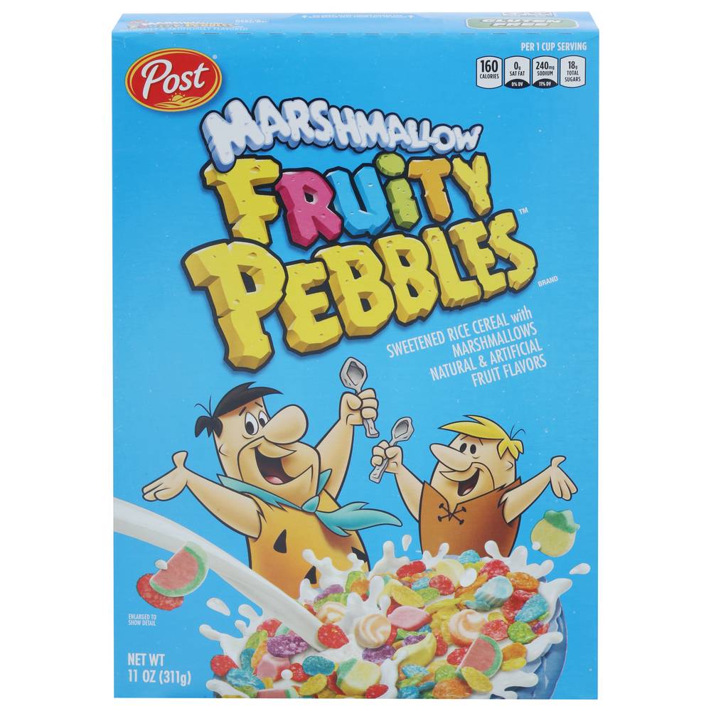 Pebbles Marshmallow Fruity Sweetened Rice Cereal