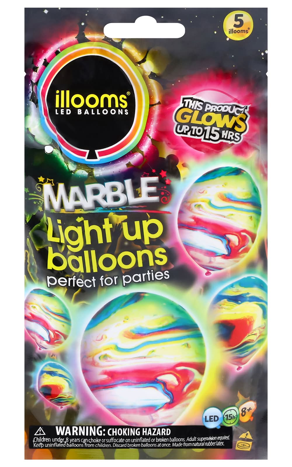 illooms Marble Light Up Balloon (5 ct)