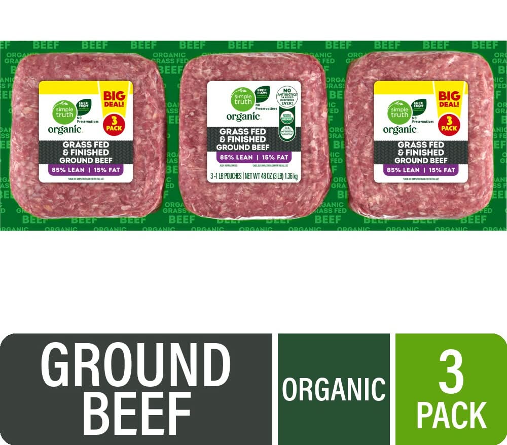 Simple Truth Organic Grass Fed Ground Beef (3 x 1 lbs)