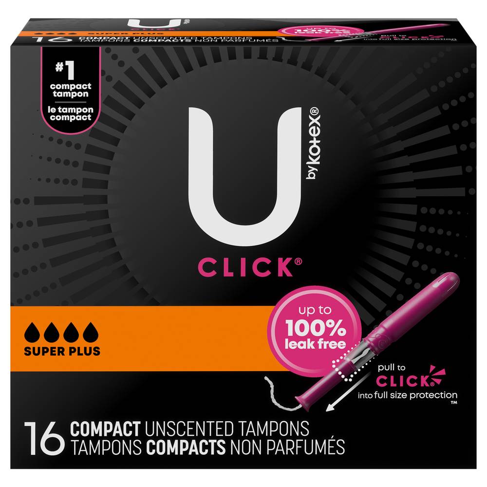 U by Kotex Click Super Plus Unscented Compact Tampons (16 ct)