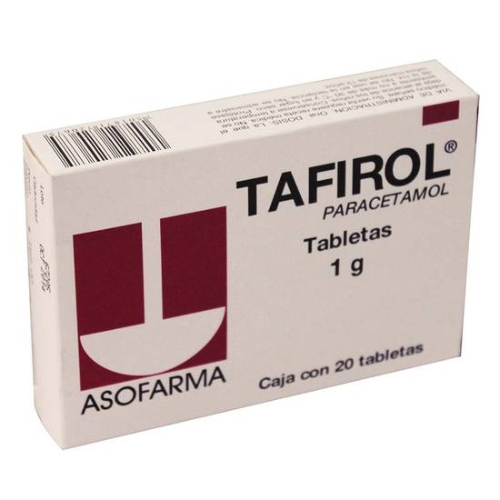 Asofarma tafirol paracetamol tabletas 1 g (20 piezas)