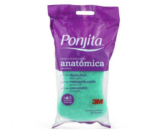 Esponja de Baño Anatómica Ponjita™, Verde, 115 mm x 225 mm, 1 Unidad