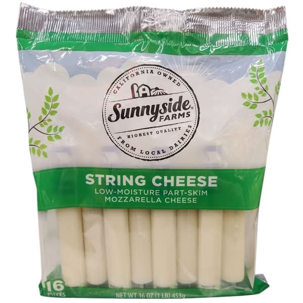 Sunnyside Farms Low-Moisture Part-Skim Mozzarella String Cheese (16 oz, 16 ct)