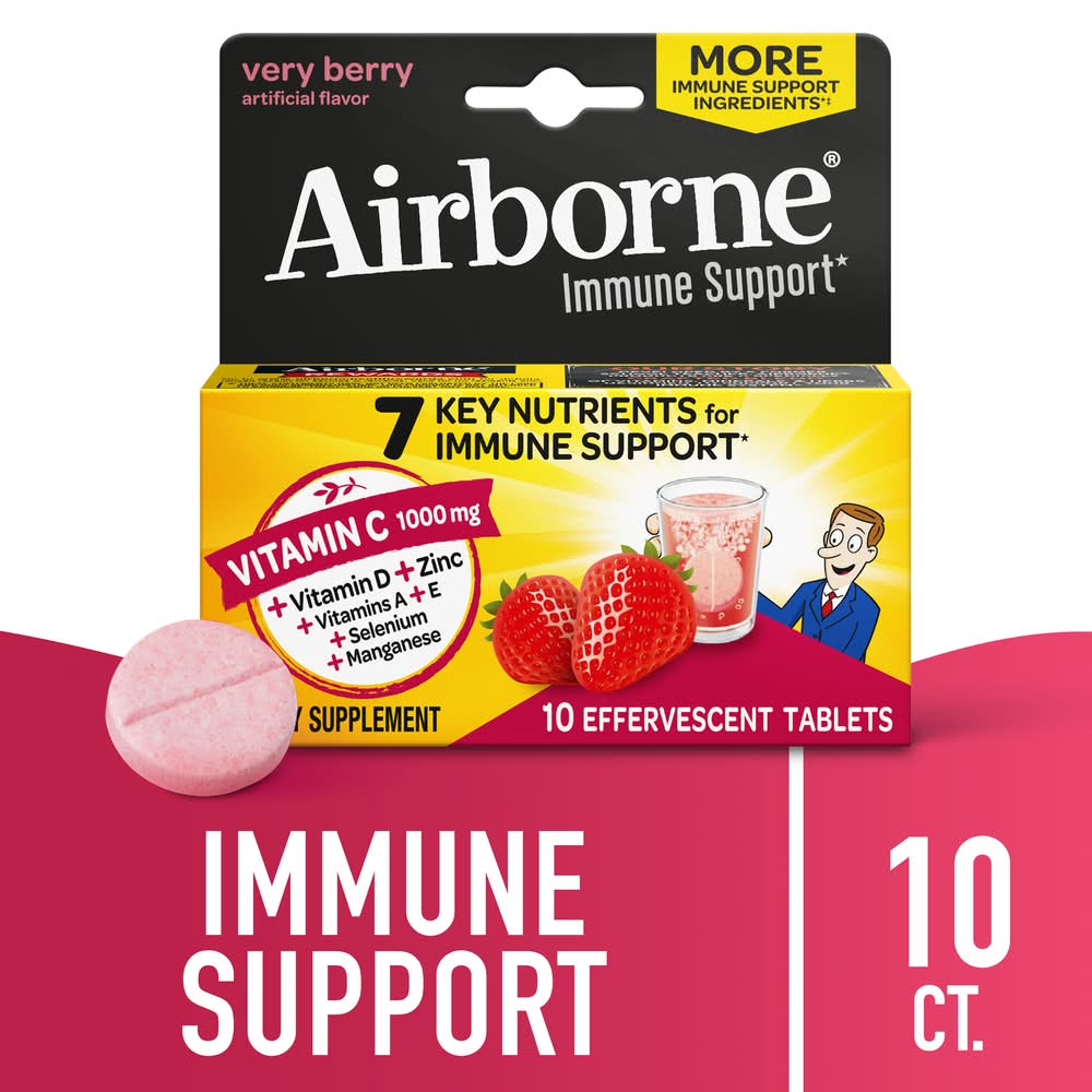 Airborne Immune Support Effervescent Tablets, Very Berry (10 ct)