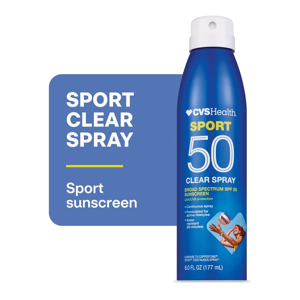 Cvs Health Sport Clear Broad Spectrum Sunscreen Spray 5.5 Oz, Spf 50