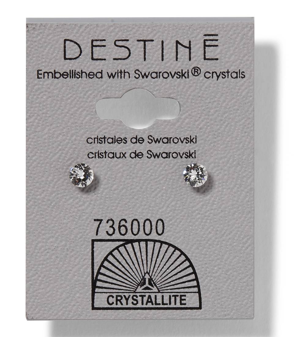Crystallite Destine Diamond Cut Earrings, 4 mm, Clear (2 ct)
