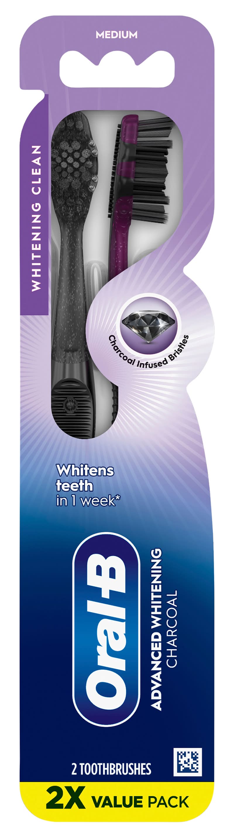 Oral-B Toothbrush 2x Value pack, M, Charcoal (2 ct)