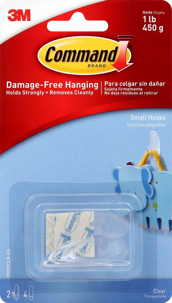 Command Damage-Free Hanging Clear Small Hooks (2 hooks)