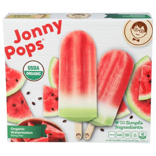 Jonny Pops Organic Watermelon Frozen Bars 8 Pack