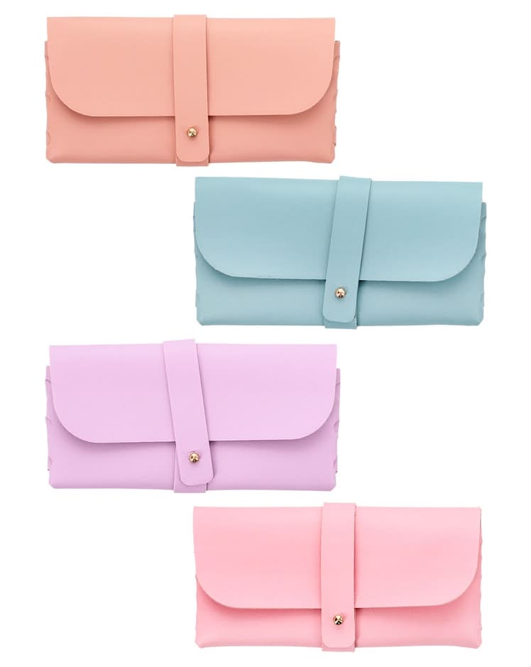 Leather Button Glass Case, Assorted Colors, 1-ct.