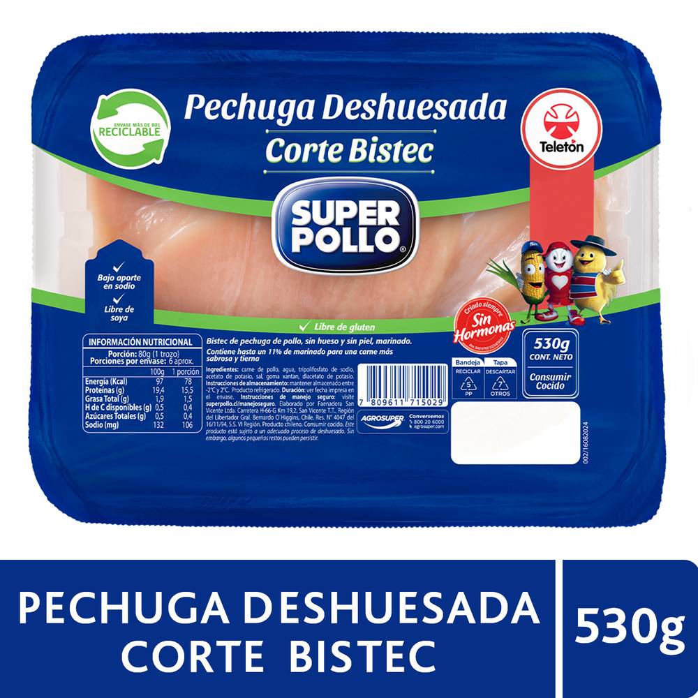 Super Pollo · Bistec pechuga de pollo deshuesada (530 g)