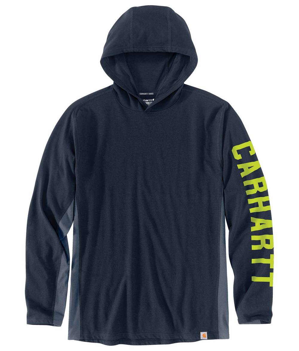 Carhartt Long Sleeve Logo Graphic Hooded T-Shirt, Men, XL, Navy