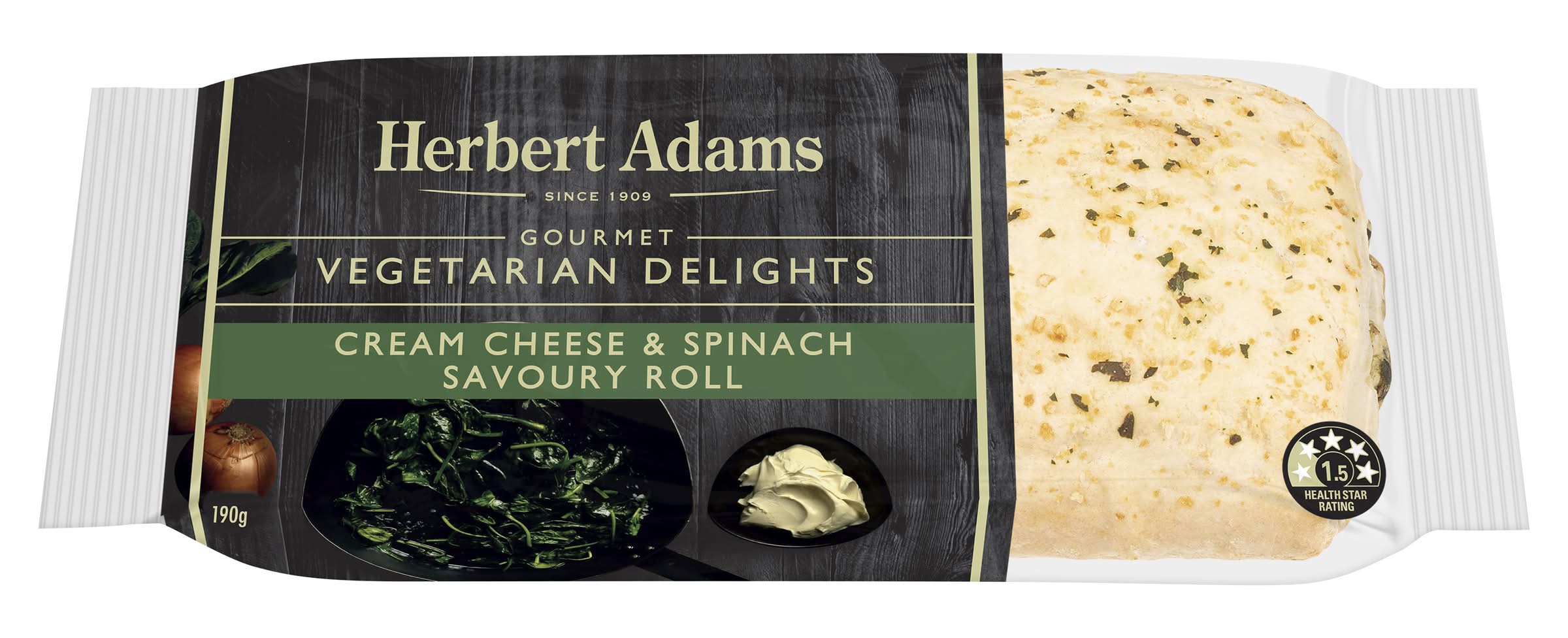 Herbert Adams Gourmet Vegetarian Delights Cream Cheese & Spinach Savoury Roll (190g)
