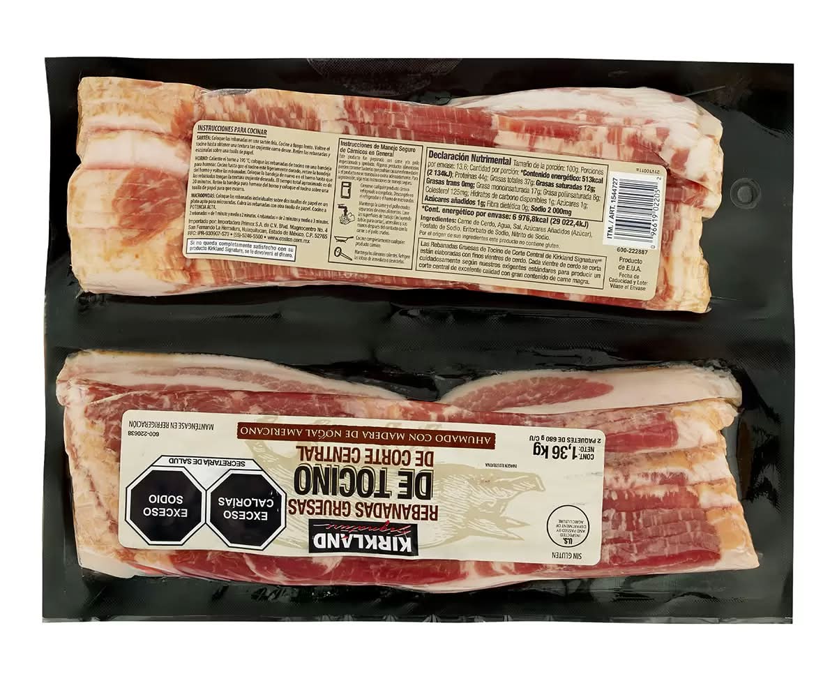 Kirkland Signature · Rebanadas gruesas de tocino ahumado de corte central (2 x 680 kg)