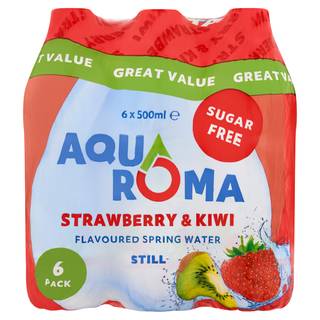 Aqua Roma Strawberry & Kiwi Flavoured Still Spring Water 6 x 500ml