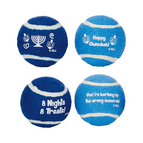 Hanukkah Tennis Ball Dog Toys, 2.5in, 4ct