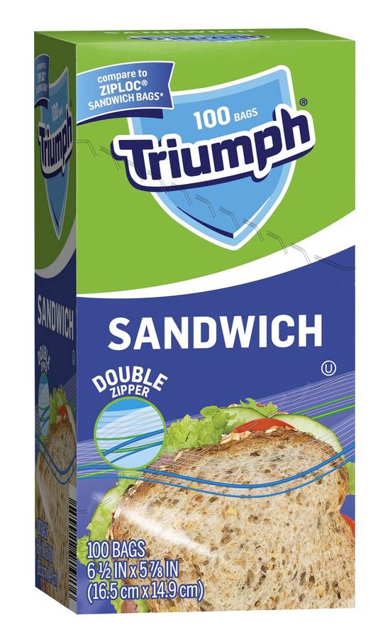 Triumph Sandwich Double Zipper (100 ct) (6 1/2 in x 5 7/8 in)