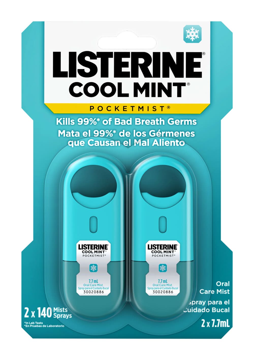 Listerine Pocketmist Oral Care Mist Spray, Cool Mint (15.4 ml, 2 ct)