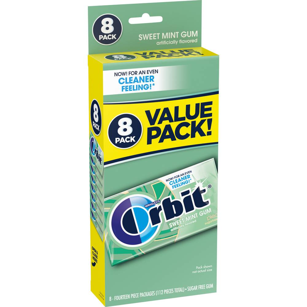 Orbit Sugar Free Chewing Gum Value pack, Sweet Mint (8 ct)