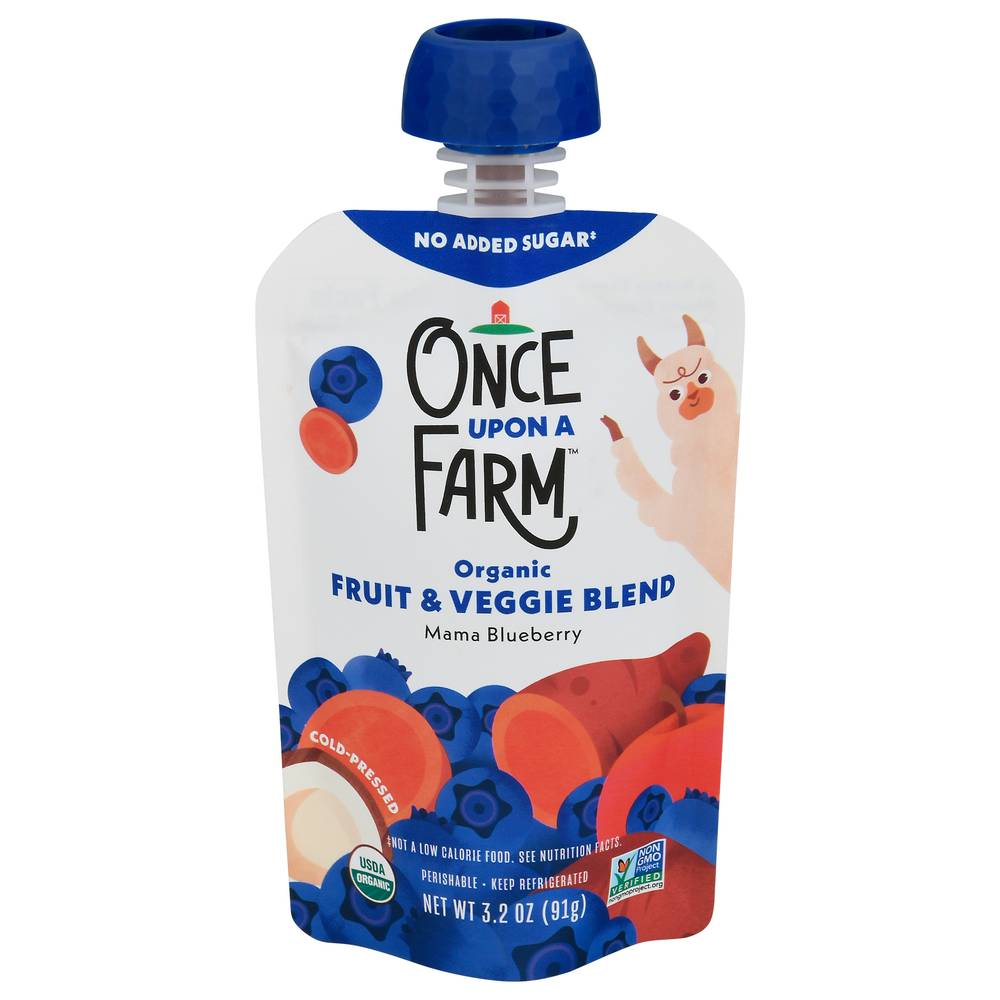 Once Upon a Farm Organic Fruit & Veggie Blend Baby Food, Mama Blueberry (3.2 oz)