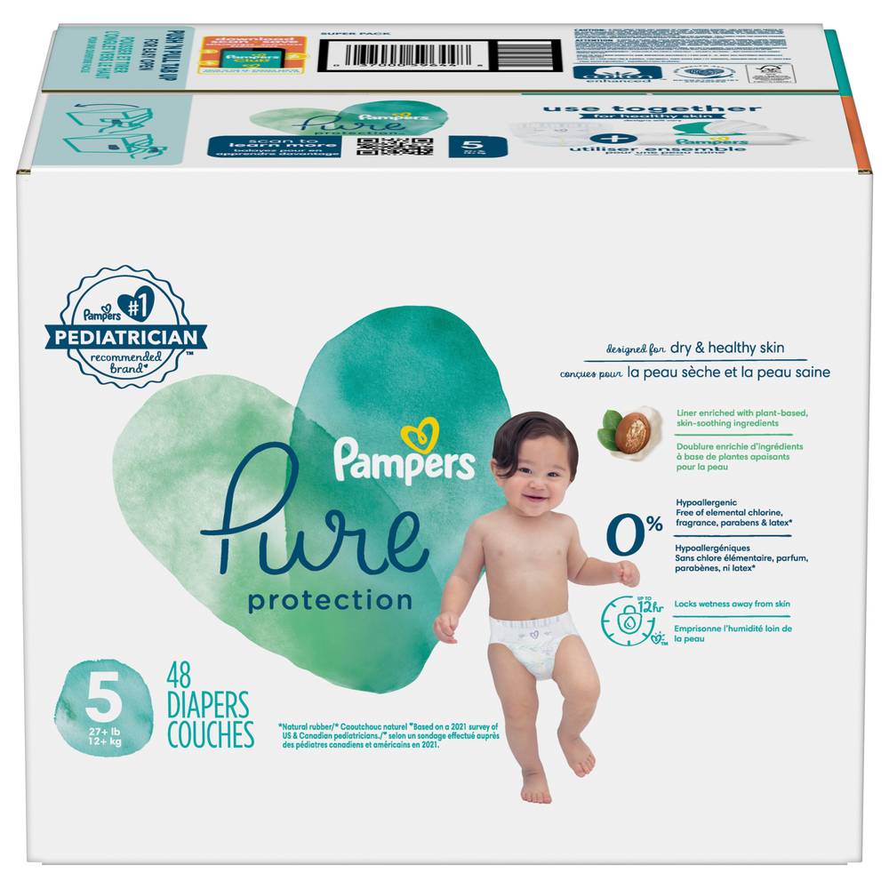 Pampers Pure Protection Size 5 (27+ lb) Super pack Diapers