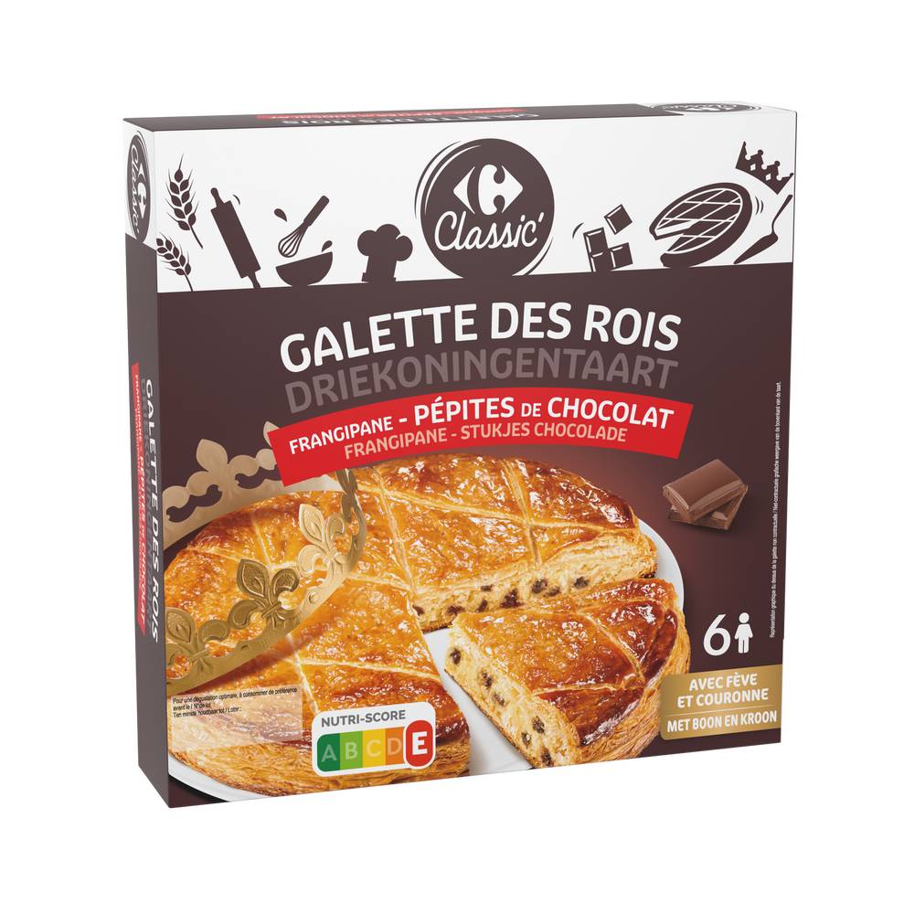 Galette des rois frangipane pépites chocolat CARREFOUR CLASSIC' - la boite de 400g