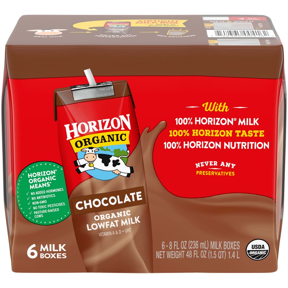 Horizon Organic Lowfat Milk, Chocolate (6 x 8 fl oz)