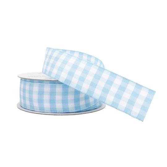 Celebrate It Gingham Ribbon, Blue-White