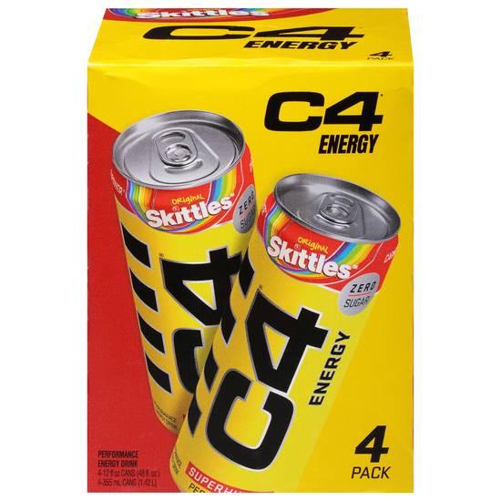 C4 Skittles Original Superhuman Performance Energy Drink (4 ct, 12 fl oz)