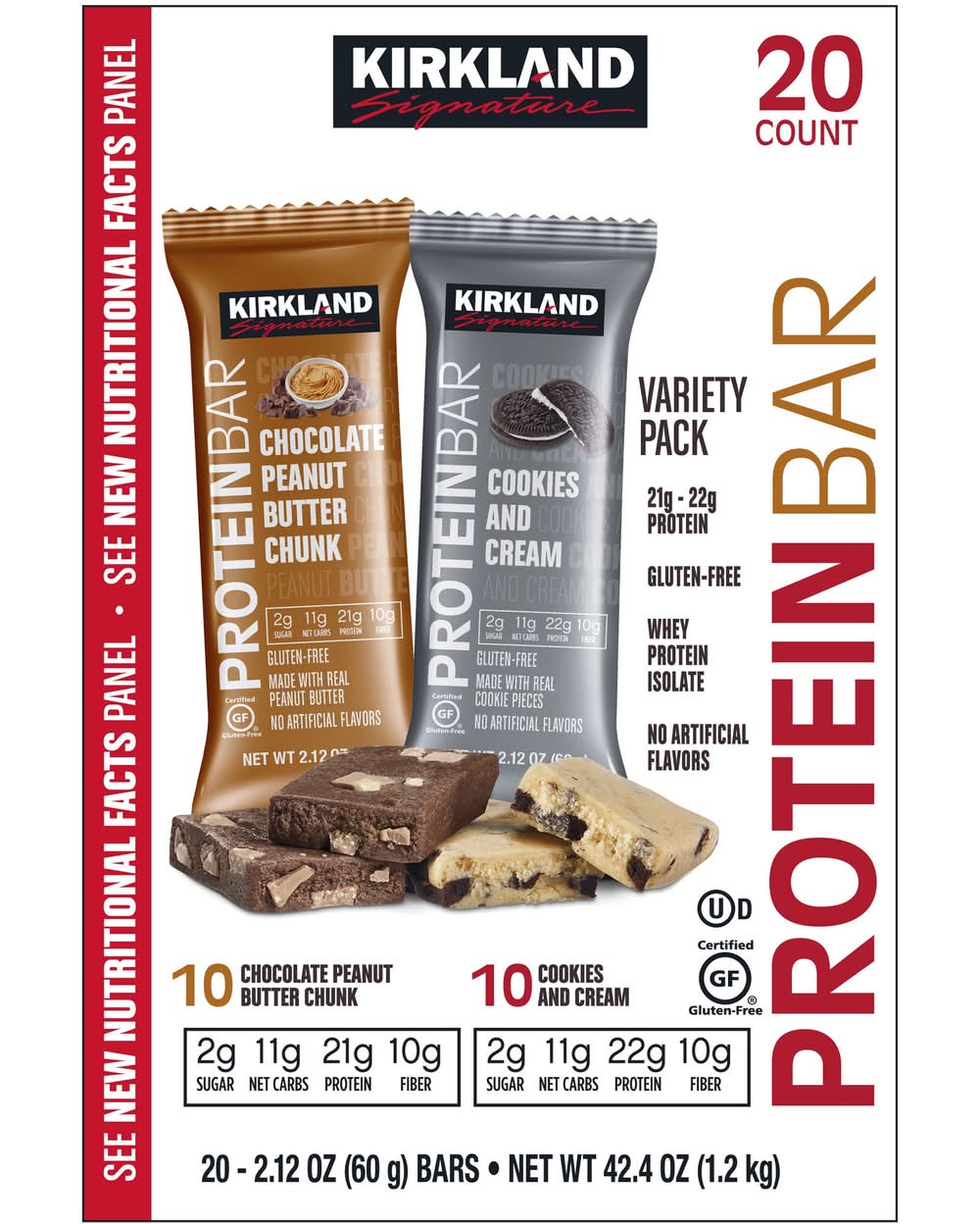 Kirkland Signature Protein Bar Variety pack, Assorted (20 x 2.12 oz)